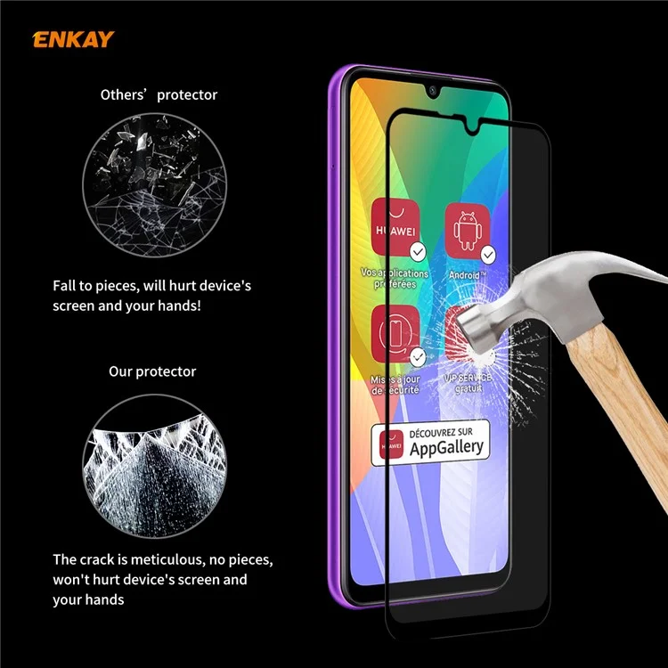 2PCS/Set HAT PRINCE Full Glue 0.26mm 9H 2.5D Arc Edge Full Size Tempered Glass Screen Film for Huawei Y6p