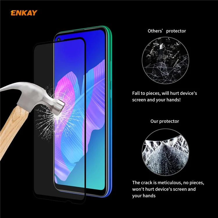 HAT PRINCE 2Pcs/Set Full Glue Full Size 0.26mm 9H 2.5D Tempered Glass Screen Film for Huawei Y7p/P40 lite E