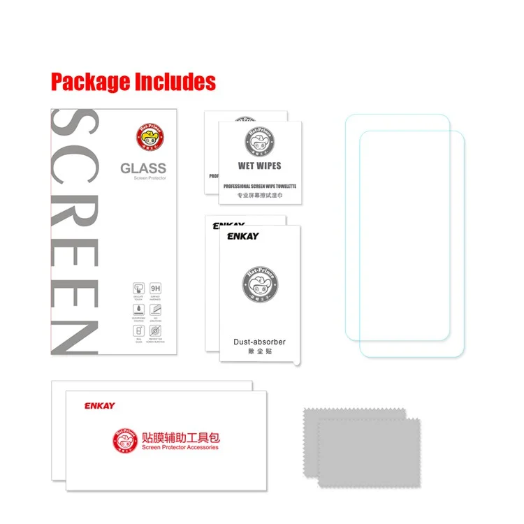 Enkay 2pcs / Set 0.26mm Pantalla Completa Pantalla De Vidrio Templado Películas De Protección 9H 2.5D Edge De Arco Para OnePlus Nord