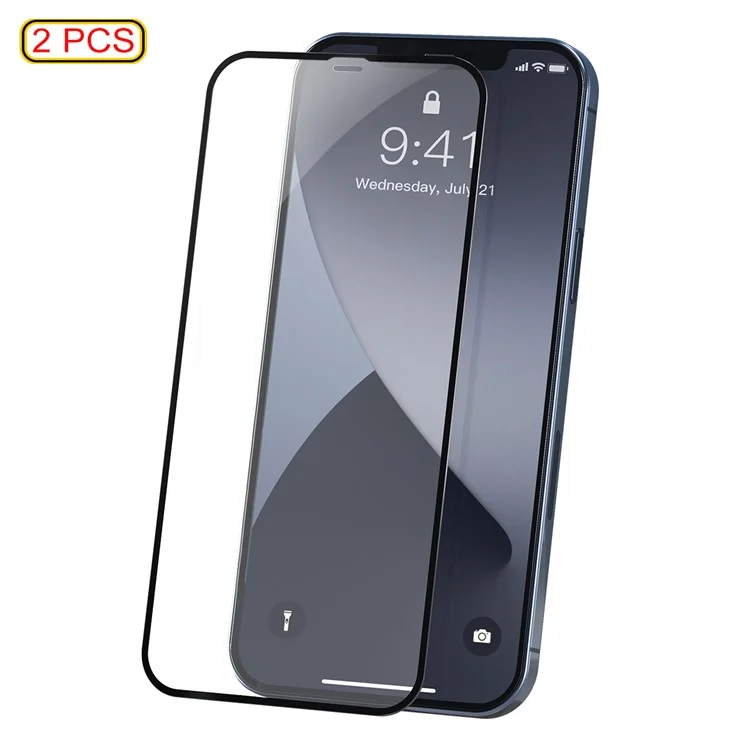 BASEUS 2 PCS 0,23 mm Pellicole in Vetro Temperato Curvo a Copertura Totale per iPhone 12 5,4 pollici - Nero