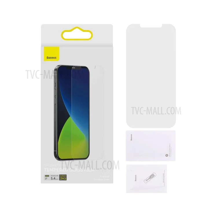 Baseus 2 PCS 0.25 mm Matte Películas de Vidrio Templado de la Pantalla Completa Para Iphone 12 Mini