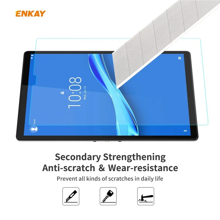 ENKAY 2Stk/Set 0,33mm 9H 2,5D Bogenrand Gehärtetes Glas Displayschutzfolie für Lenovo Tab M10 Plus 10,3 TB-X606F/Tab K10