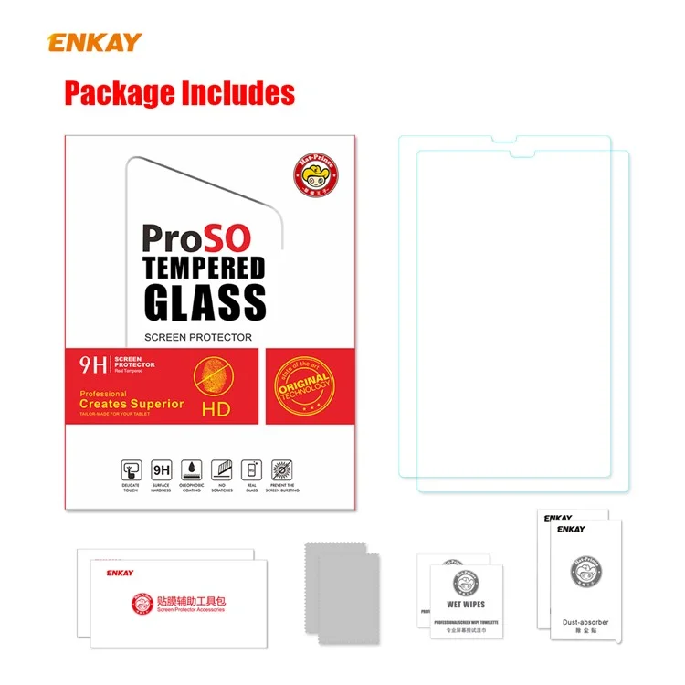 ENKAY 2Stk/Set 0,33mm 9H 2,5D Bogenrand Gehärtetes Glas Displayschutzfolie für Lenovo Tab M10 Plus 10,3 TB-X606F/Tab K10