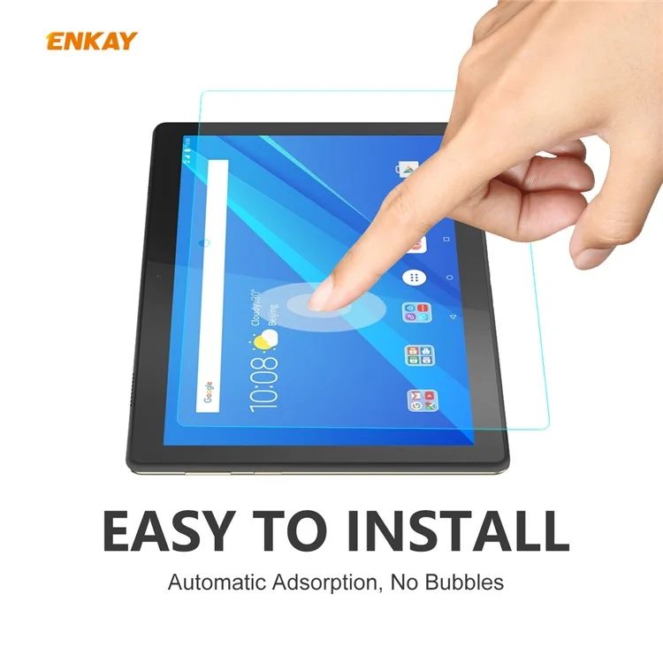 ENKAY Película de vidrio templado de 0,33 mm, 9H, 2,5D, borde curvo para la Lenovo Smart Tab M10 de 10,1 pulgadas 