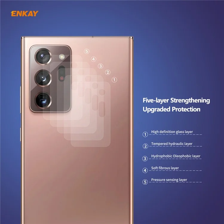 ENKAY HAT PRINCE 2Pcs para Samsung Galaxy Note20 Ultra/20 Ultra 5G [0.2mm 9H 2.15D Arestas Curvas] Filmes de Lente de Câmera de Vidro Temperado