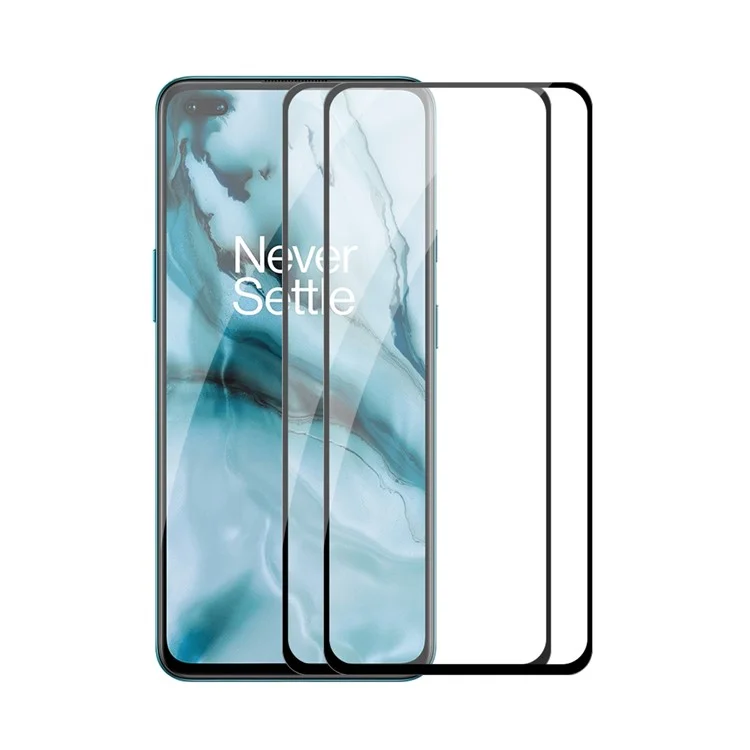 Set de 2 pièces ENKAY HAT PRINCE Glue Full 0,26 mm 9H 2,5D Arc Edge Full Size Film de protection d'écran en verre trempé pour OnePlus Nord