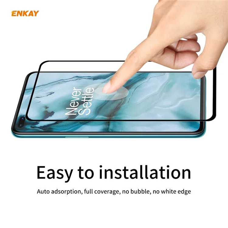 Set de 2 pièces ENKAY HAT PRINCE Glue Full 0,26 mm 9H 2,5D Arc Edge Full Size Film de protection d'écran en verre trempé pour OnePlus Nord