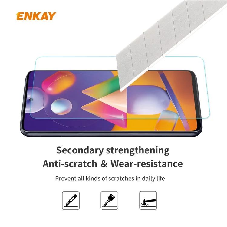 ENKAY HAT PRINCE 0.26mm Tempered Glass Screen Protector 9H 2.5D Arc Edge for Samsung Galaxy M31s