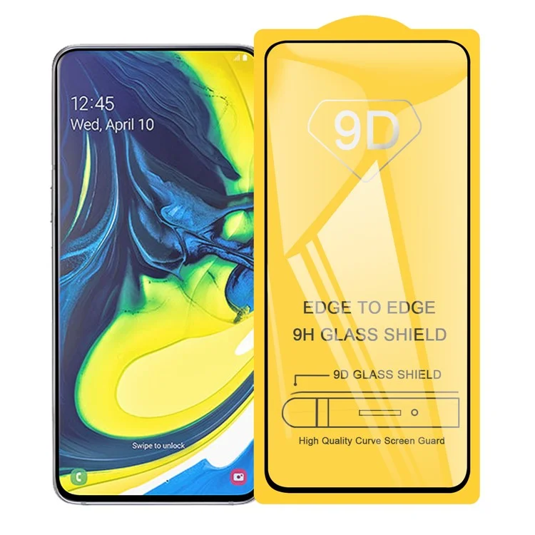 Защитное закалённое стеклянное покрытие 9D Full Covering для Samsung Galaxy A80/A90