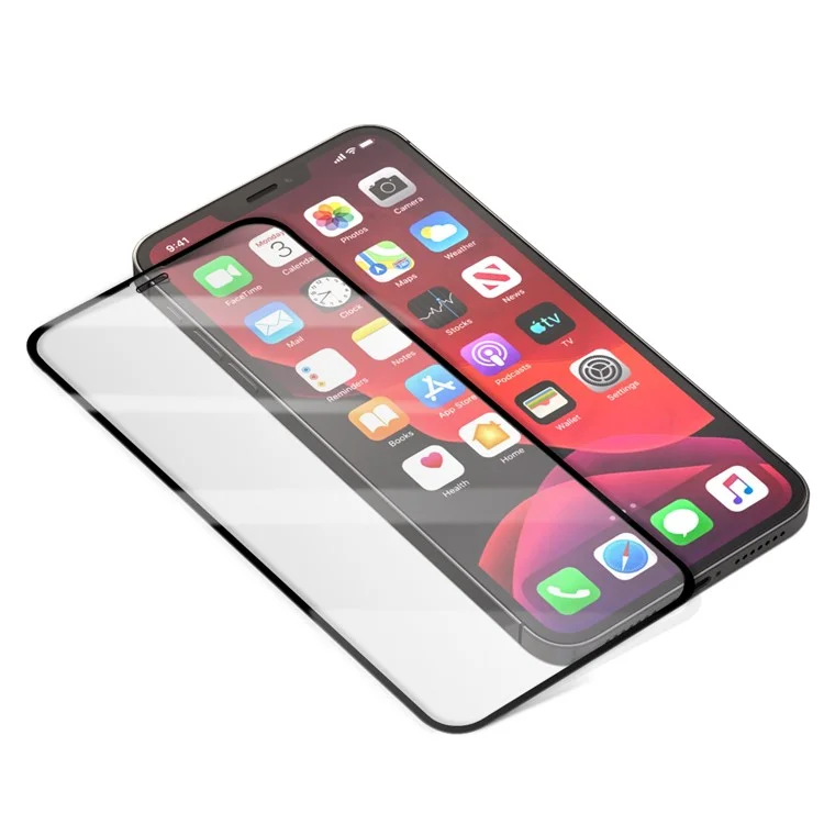 AMORUS Silk Print HD Tempered Glass Full Glue Full Coverage Screen Protector für iPhone 12 Mini - Schwarz