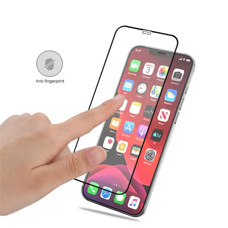 AMORUS Silk Print HD Tempered Glass Full Glue Full Coverage Screen Protector für iPhone 12 Mini - Schwarz