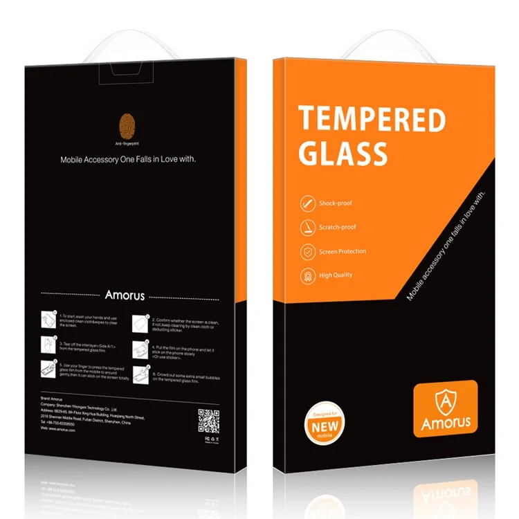 Amorus Silk Print HD Tempered Glass Full Glue - Черный