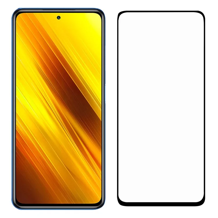 Protecteur d'écran en verre trempé Pleine Colle Taille Réelle pour Xiaomi Poco X3 NFC/Poco X3 - Noir
