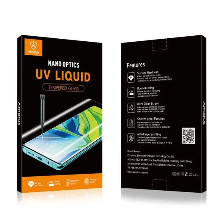 Amorus Courbés Courbes UV Verre Trempé Liquide Protecteur D'écran de Revêtement Complet Pour Samsung Galaxy S9 Plus