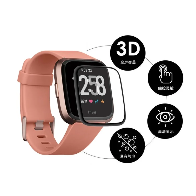 ENKAY HAT PRINCE 3D PC Rand + PMMA Vollbildschirm-Schutzfolie für Fitbit Versa 3/Fitbit Sense