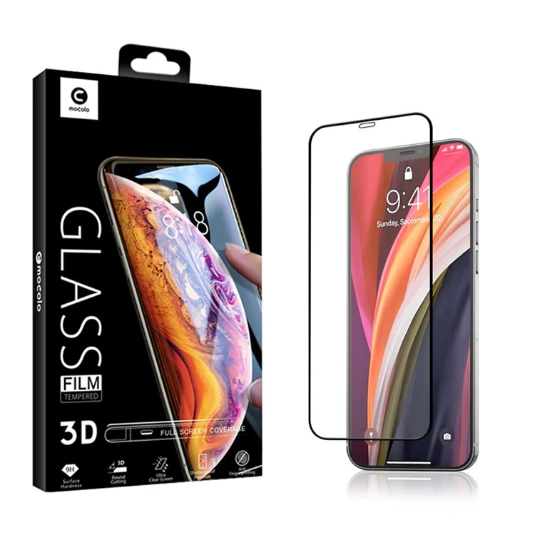 MOCOLO Full Coverage Tempered Glass Film für iPhone 12/12 Pro Bildschirmschutz Vollverklebung Schwarz