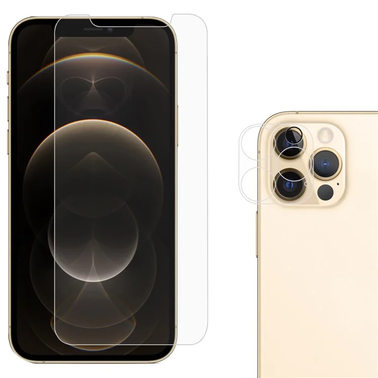 Pour iPhone 12 Pro 2.5D 9H Arc Edge Protecteur d'Écran en Verre Trempé + Film de Protection pour Objectif Caméra