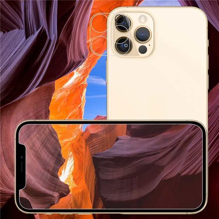 Für IPhone 12 PRO 2.5D 9H Arc Rand Temperierter Glasschirmschutzfolie + Kameraobjektivfilm