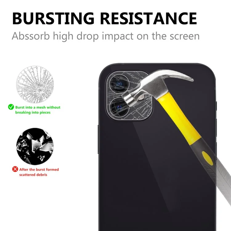 Für iPhone 12 mini 5,4 Zoll Qualität 2,5D 9H Arc Edge Panzerglas Bildschirmschutz + Kameralinsenfilm