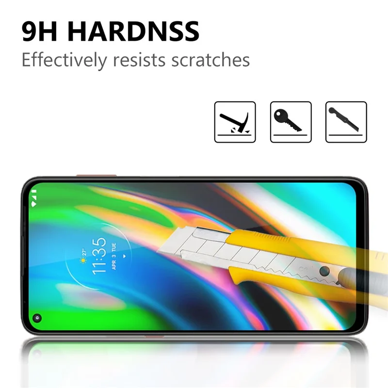 Full Coverage Full Glue Tempered Glass Screen Protector for Motorola Moto G9 Plus