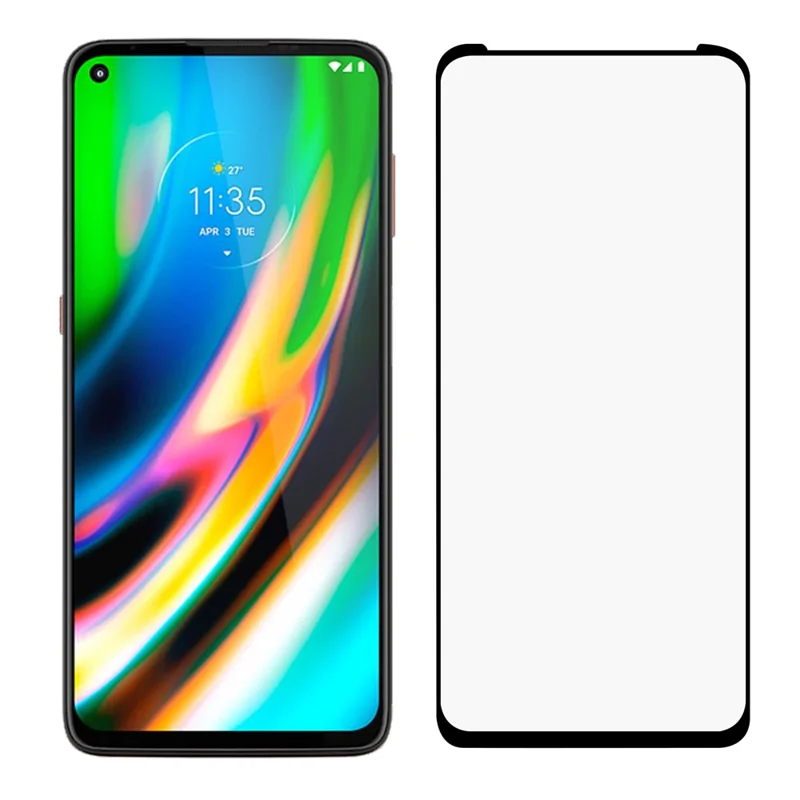 Full Coverage Full Glue Tempered Glass Screen Protector for Motorola Moto G9 Plus