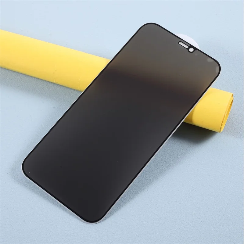 Full Screen Silk Printing Anti-spy Tempered Glass Protector Film (Side Glue) for iPhone 12 Pro Max