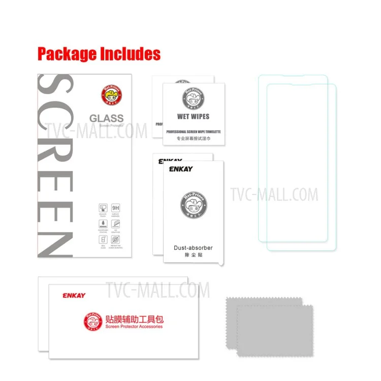 2PCS/Set ENKAY Hat Prince 0.26mm 9H 2.5D Tempered Glass Screen Guard Film for Sony Xperia 5 II