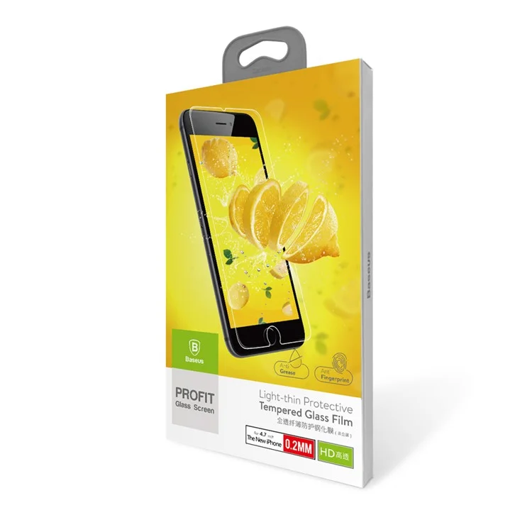 BASEUS 0.2mm HD Full Glue Tempered Glass Guard Film for iPhone 8 Plus/7 Plus Arc Edge - Transparent