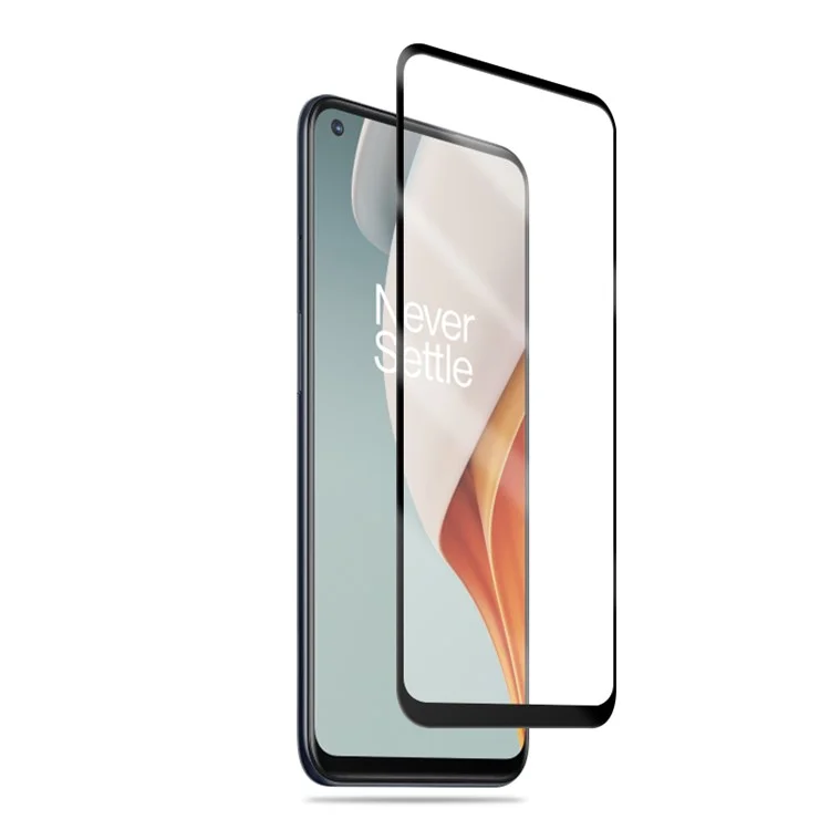 Protector de pantalla de vidrio templado con impresión sedosa para OnePlus Nord N10 5G, MOCOLO, cobertura completa, pegamento completo, película de defensa sólida - Negro 