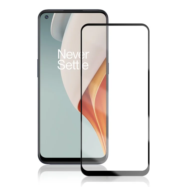 AMORUS Шелковый печатный полный покрытие полностью клей для OnePlus Nord N10 5G HD Защитная пленка из закаленного стекла - черный