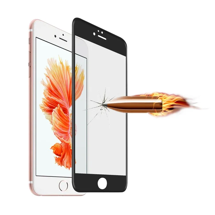 0.2mm 4D Curved Full Coverage Tempered Glass Screen Protector for iPhone 6s 6 Silk Print - Black