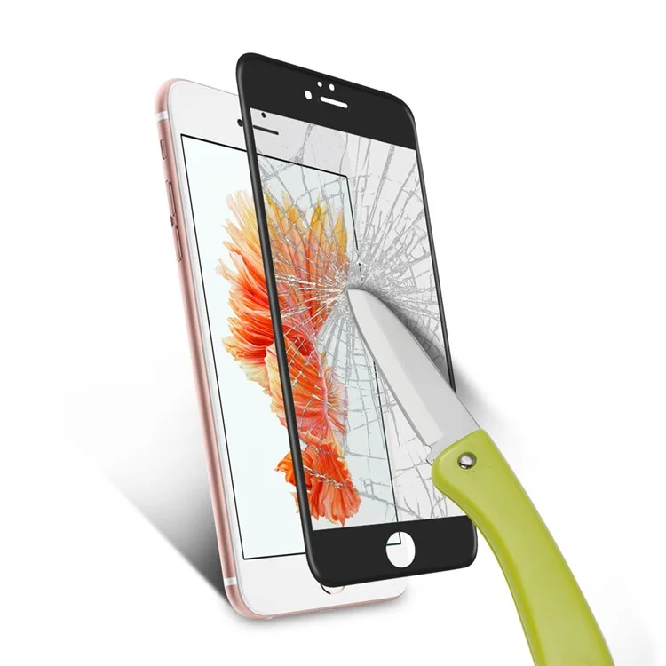 0.2mm 4D Curved Full Coverage Tempered Glass Screen Protector for iPhone 6s 6 Silk Print - Black