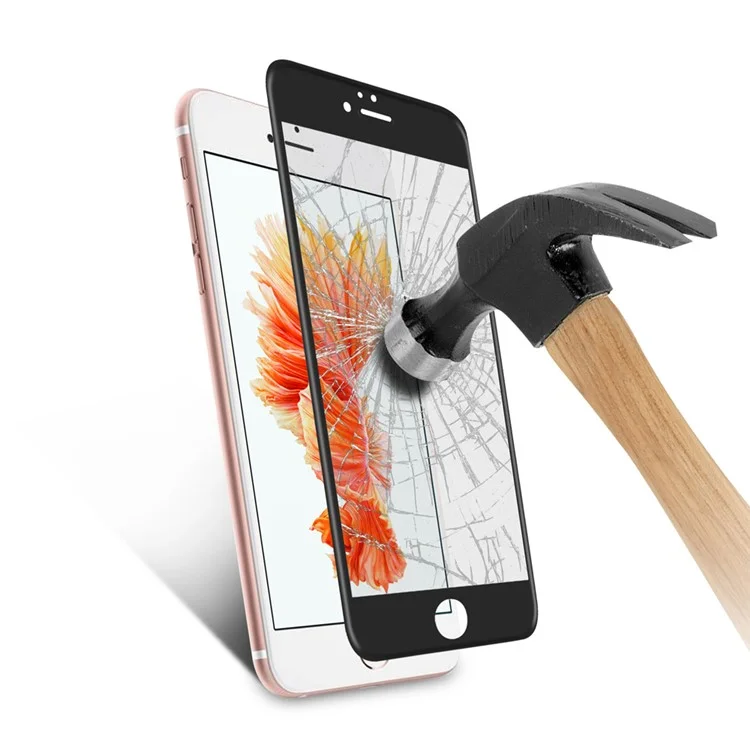 0.2mm 4D Curved Full Coverage Tempered Glass Screen Protector for iPhone 6s 6 Silk Print - Black