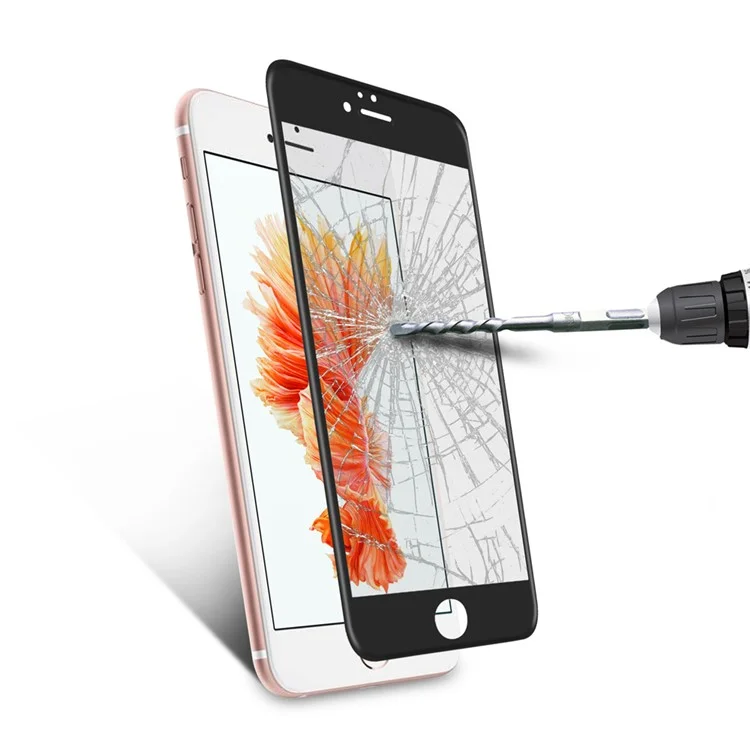 0.2mm 4D Curved Full Coverage Tempered Glass Screen Protector for iPhone 6s 6 Silk Print - Black