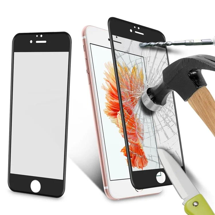 0.2mm 4D Curved Full Coverage Tempered Glass Screen Protector for iPhone 6s 6 Silk Print - Black