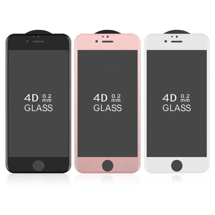 0.2mm 4D Curved Full Coverage Tempered Glass Screen Protector for iPhone 6s 6 Silk Print - Black