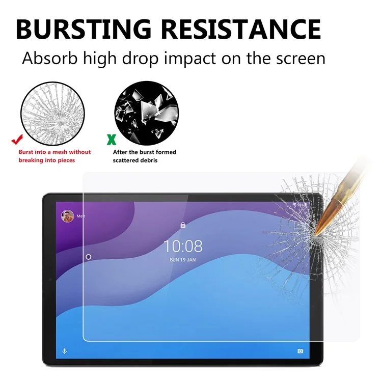 Film en verre trempé Écran bouclier 2,5D Arc Edge pour Lenovo Tab M10 HD Gen 2 TB-X306 [Ultra Clear] [Anti-explosion]