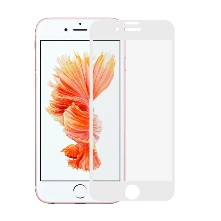 0.3mm Silk Print Full Tempered Glass Screen Protector for iPhone 8 Plus/7 Plus - White