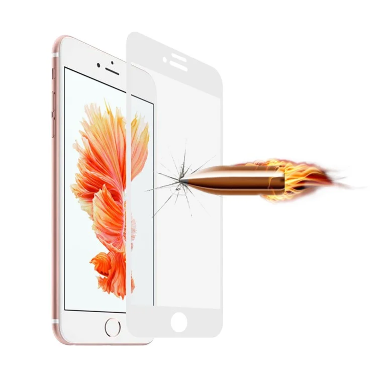 0.3mm Silk Print Full Tempered Glass Screen Protector for iPhone 8 Plus/7 Plus - White