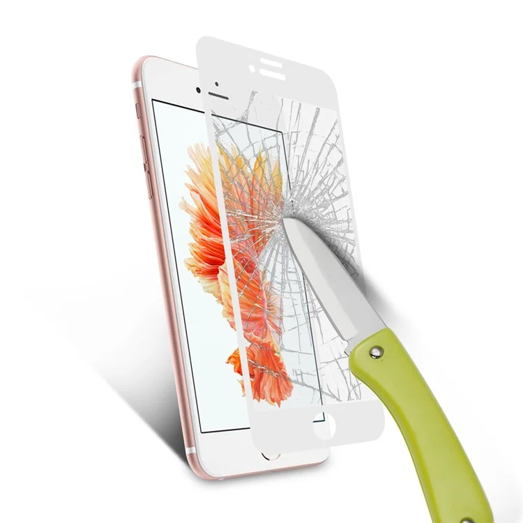 0.3mm Silk Print Full Tempered Glass Screen Protector for iPhone 8 Plus/7 Plus - White
