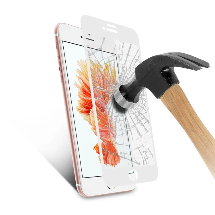 0.3mm Silk Print Full Tempered Glass Screen Protector for iPhone 8 Plus/7 Plus - White