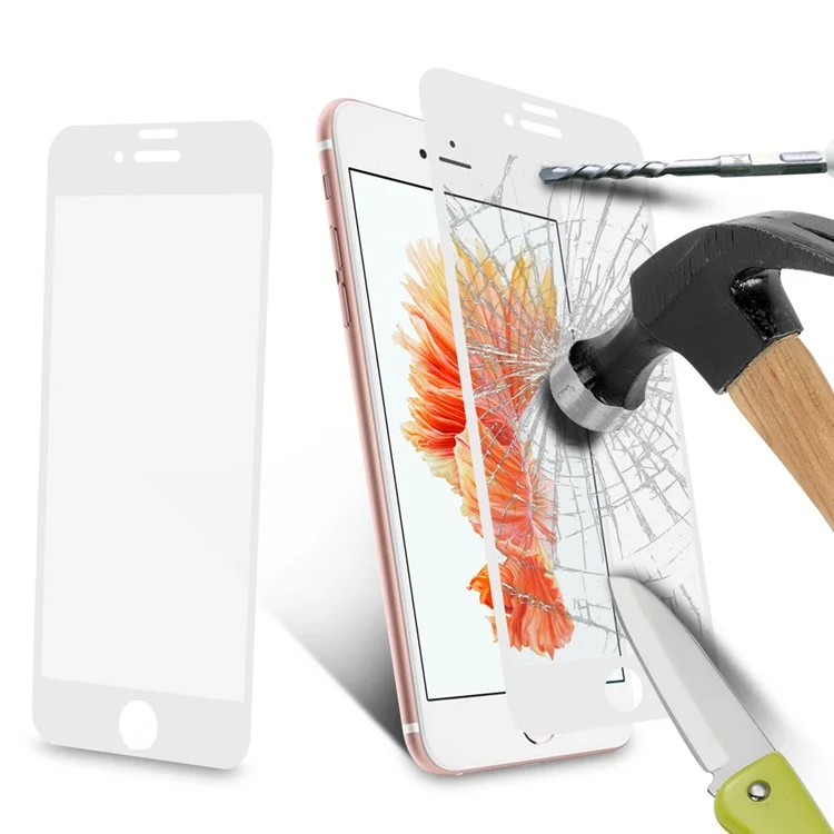0.3mm Silk Print Full Tempered Glass Screen Protector for iPhone 8 Plus/7 Plus - White