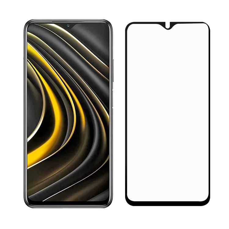 Revêtement complet pour Xiaomi Poco M3 Bords noirs entièrement collés Protecteur d'écran en verre trempé