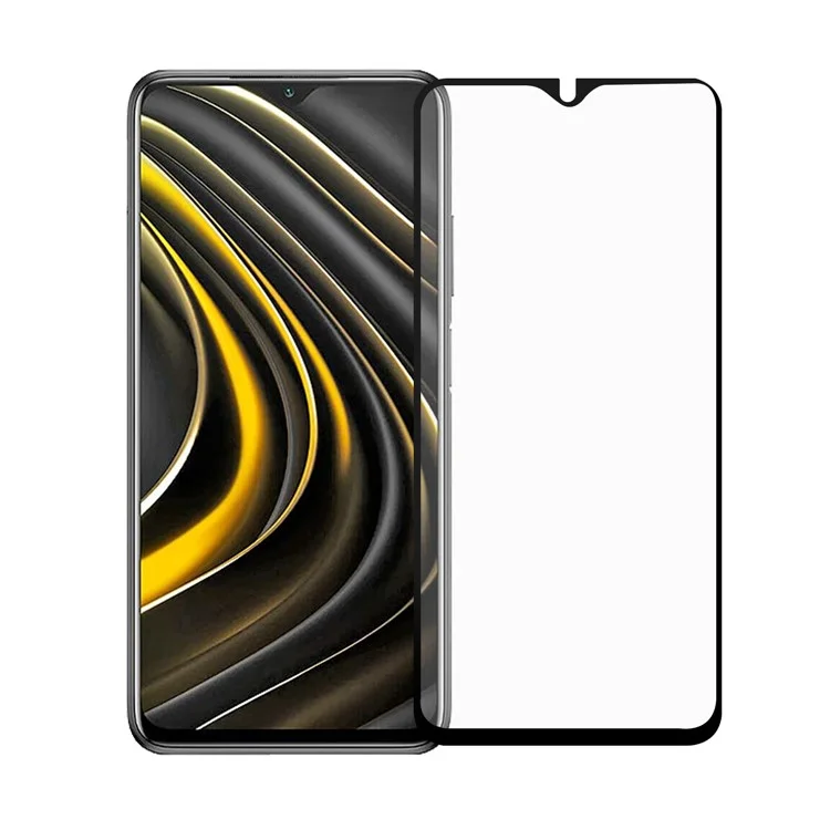 Revêtement complet pour Xiaomi Poco M3 Bords noirs entièrement collés Protecteur d'écran en verre trempé