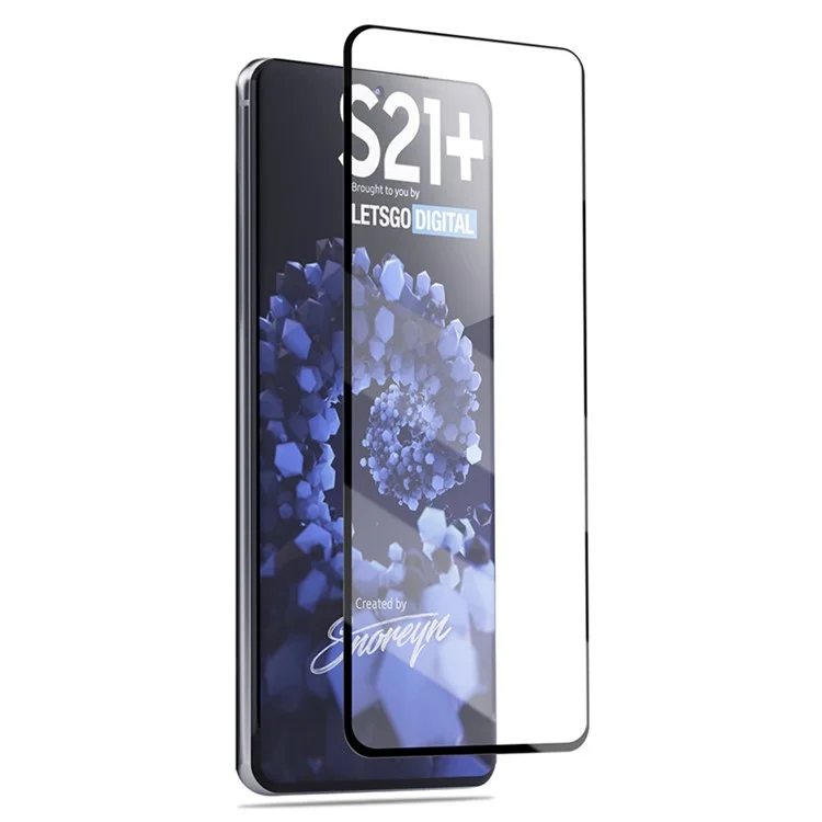 AMORUS Silk Print Full Glue Full Coverage Film für Samsung Galaxy S21+ 5G HD Gehärtetes Glas Displayschutz - Schwarz
