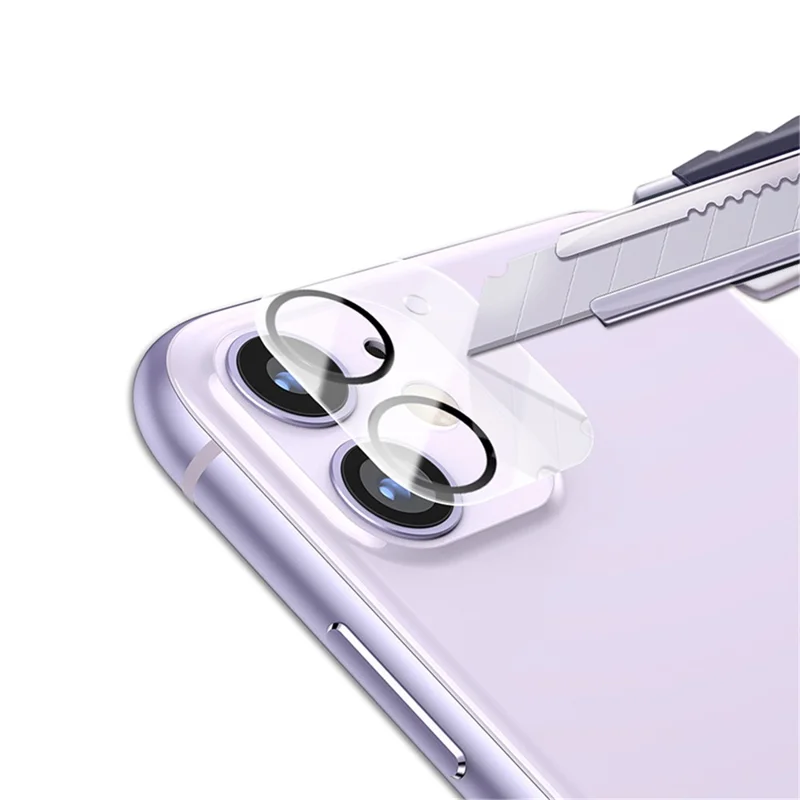 MOCOLO til iPhone 11 6,1 tommer Silkeprint HD Hærdet Glas Kameraobjektivbeskytter - Sort