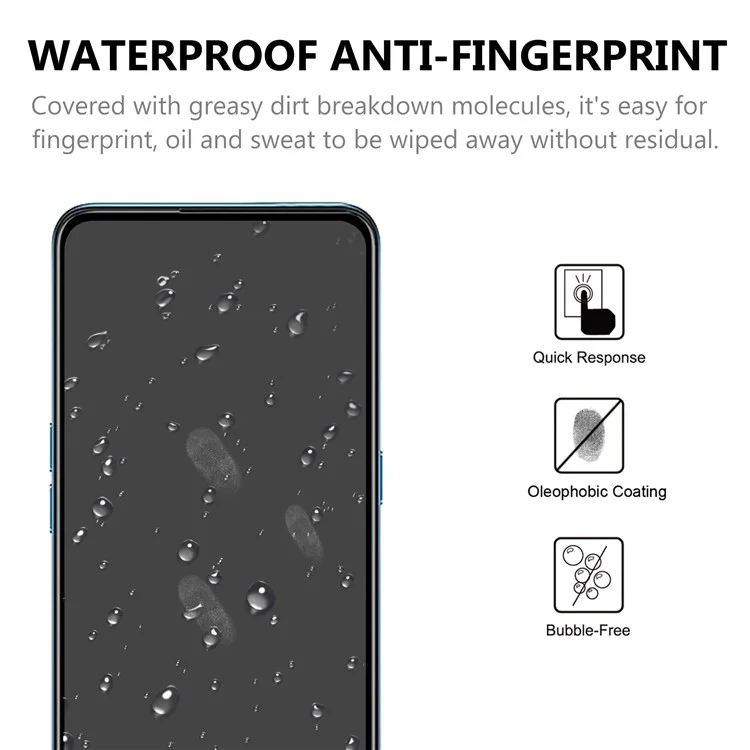 Full Glue Full Size for Oppo Reno5 5G/ Reno5 4G/Reno5 K/Find X3 Lite Tempered Glass Screen Protector - Black