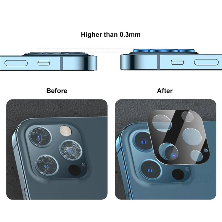 Protector de lente de cámara de vidrio templado ultra claro de impresión de seda de cobertura completa HAT PRINCE para iPhone 12 Pro Max