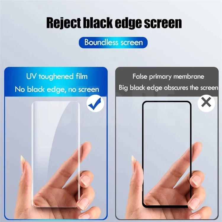 AMORUS UV Liquid Tempered Glass Full Glue Screen Protector for Xiaomi Mi 11, 3D Curved Edge Design Ultra Clear Full Coverage Film