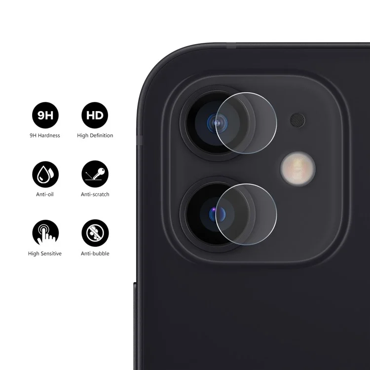HAT PRINCE 0.2mm 9H 2.15D Arc Edges Tempered Glass Film Camera Lens Protector 2Pcs/Group für iPhone 12 / 12 mini